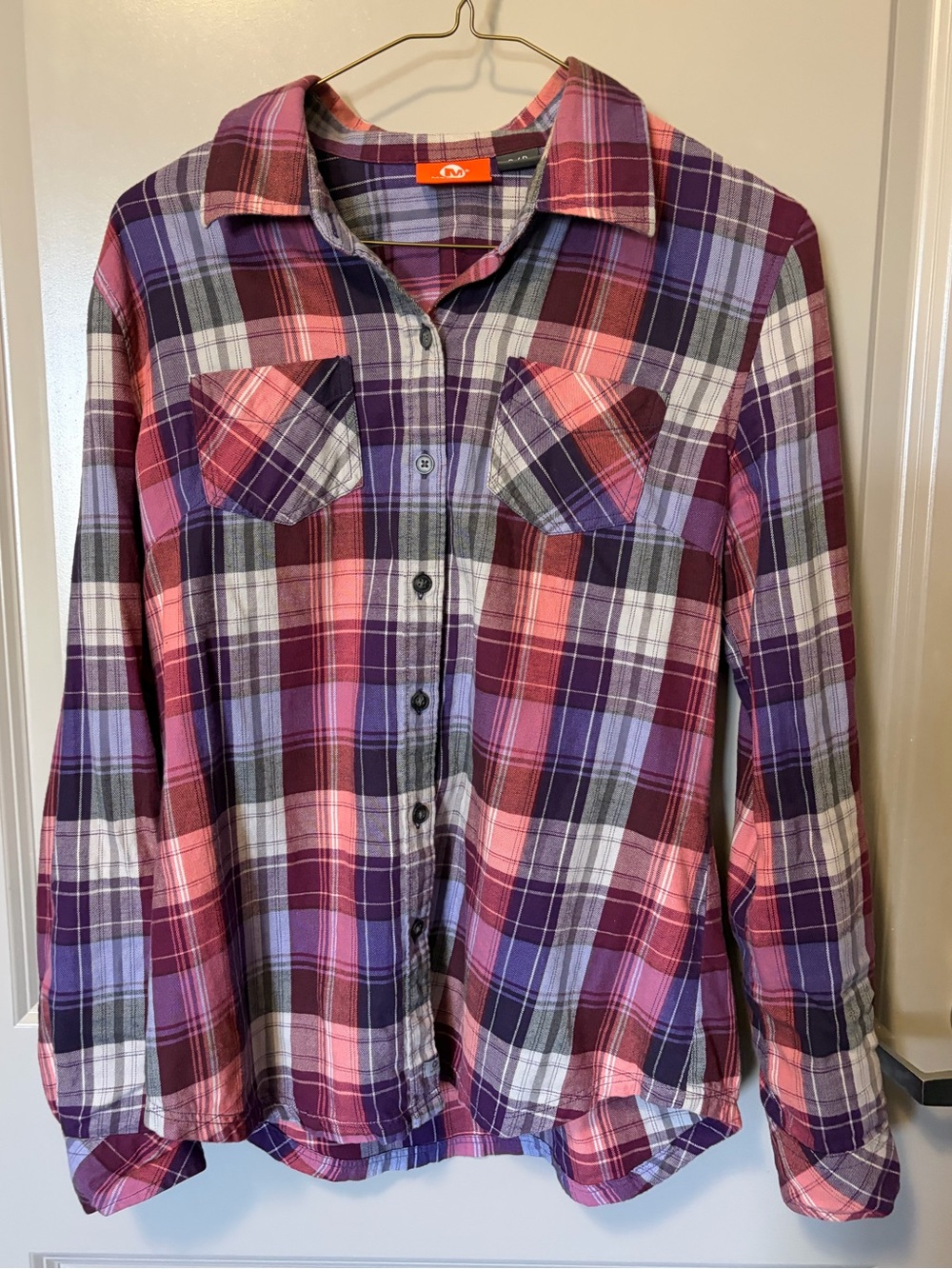 Merrell Men's Plaid Button-Down Shirt in Pink, Purple & White